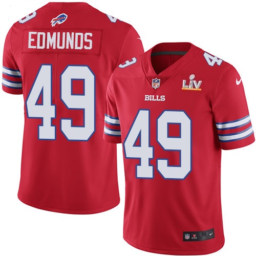 Men's Buffalo Bills #49 Tremaine Edmunds Red 2021 Super Bowl LV Stitched Jersey
